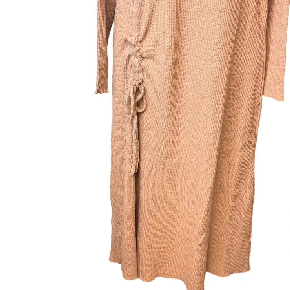 New Stitchdrop Shirred Waffle Knit Sweater Dress Neutral Beige‎ Women’s S - Picture 4 of 6